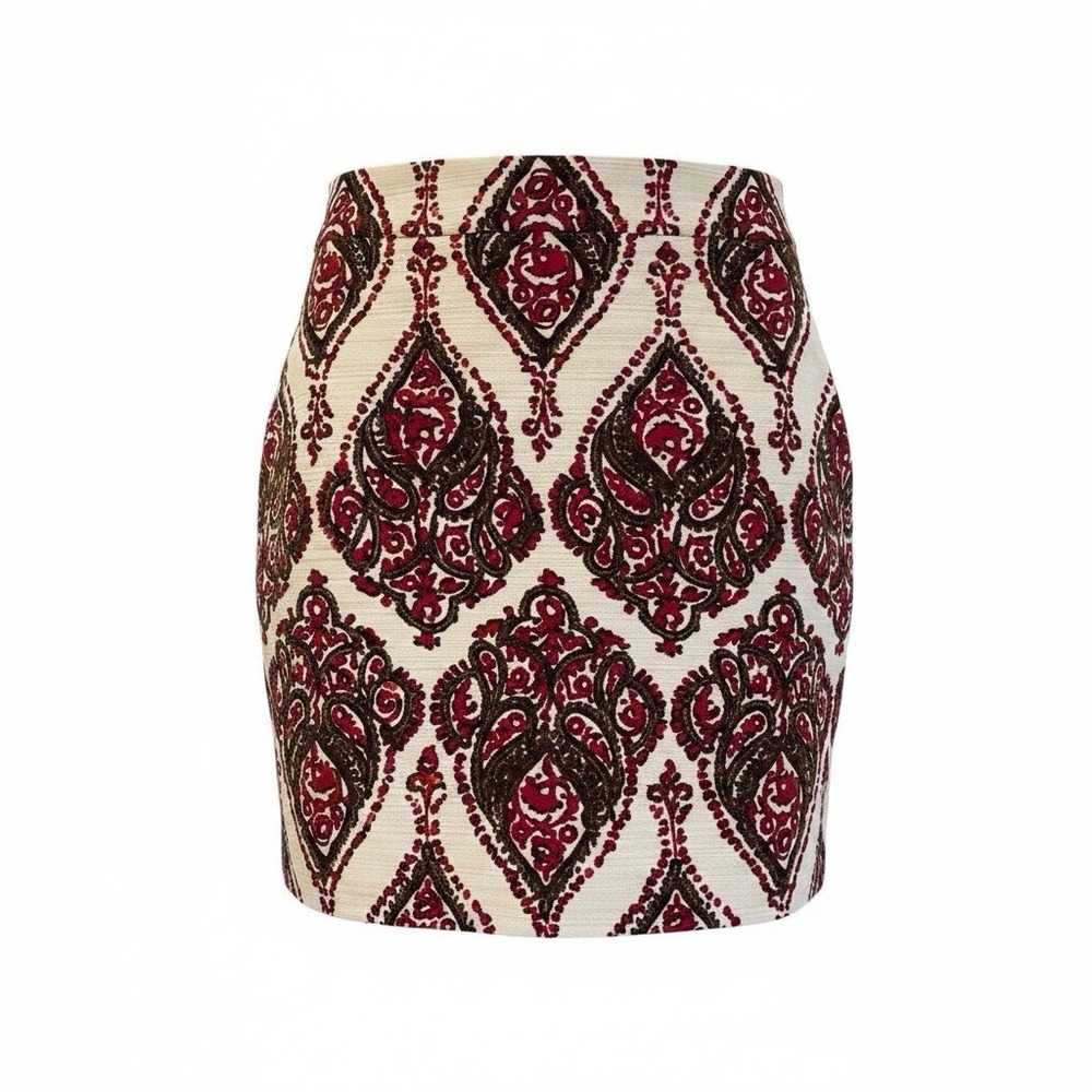 Merona Damask Print A-Line Mini Skirt Womens Size 4 Multicolor Cotton Lined